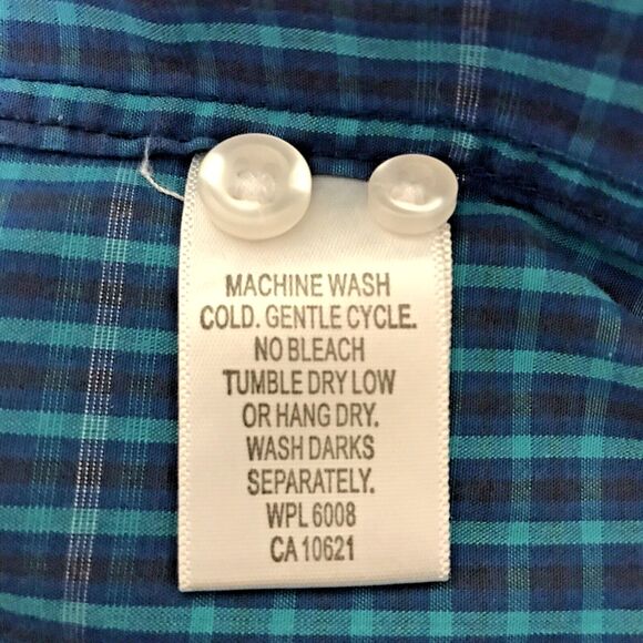 Panhandle Rough Stock Shirt Mens L Blue Plaid SS 100% Cotton Button Down Pocket - Picture 10 of 12